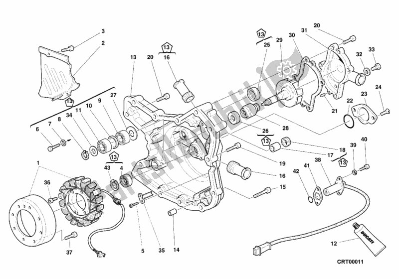 All parts for the Generator Cover - Water Pump of the Ducati Superbike 748 R Single-seat 2000